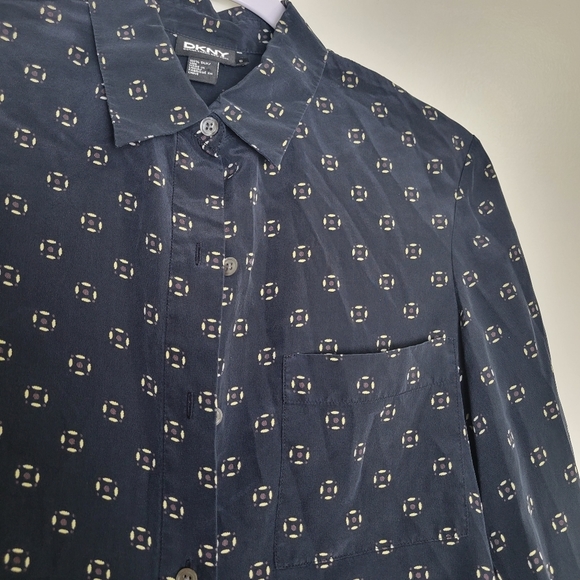 DKNY Silk Black Subtle Pattern Blouse 6 * READ - Picture 3 of 9